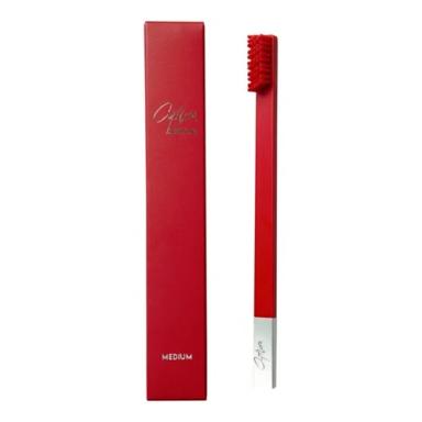 Toothbrush Carmine Red Silver Medium 